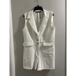 Zara white sleeveless romper size XS